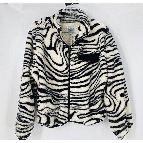 Plush x Revolve Teddy Sherpa Fleece‎ Jacket S to L Animal Print Retro Glam Rock - Picture 1 of 11
